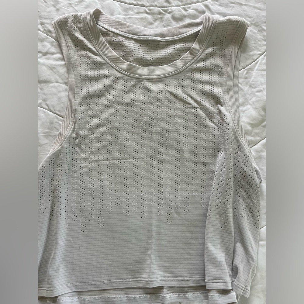 Lululemon Sleeveless White Mesh Top